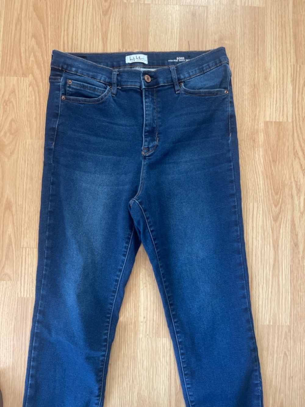 Nicole Miller SOHO High Rise Ankle Skinny Dark Wash Denim Jeans Size 12 - Picture 6 of 13